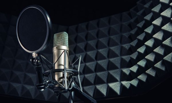 Modern professional microphone in recording studio Modern professional microphone in recording studio